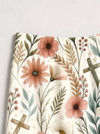 Spring Floral and Wooden Crosses Pattern Print Couple Sleepwear PJs
