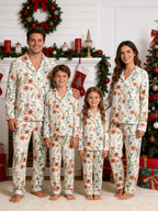 Spring Floral and Wooden Crosses Pattern Print Couple Sleepwear PJs