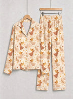 Vintage Pastel Christmas Angels and Starry Night Print Couple Matching Pyjamas