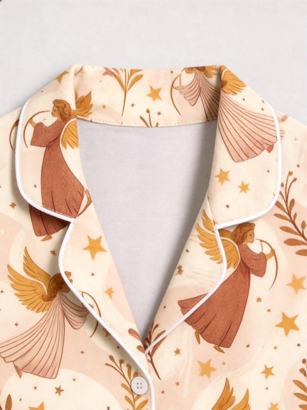 Vintage Pastel Christmas Angels and Starry Night Print Couple Matching Pyjamas
