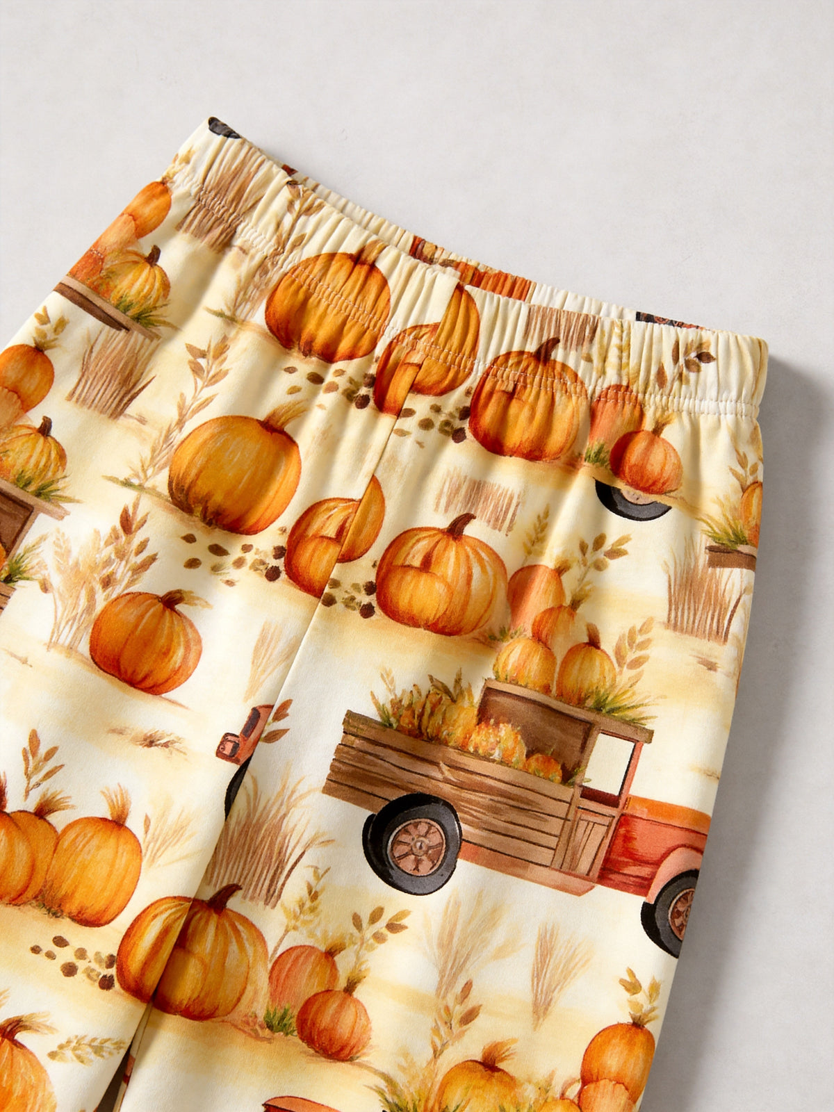 Autumn Pumpkin Harvest and Orange Farm Truck Print Matching Couple Pajamas