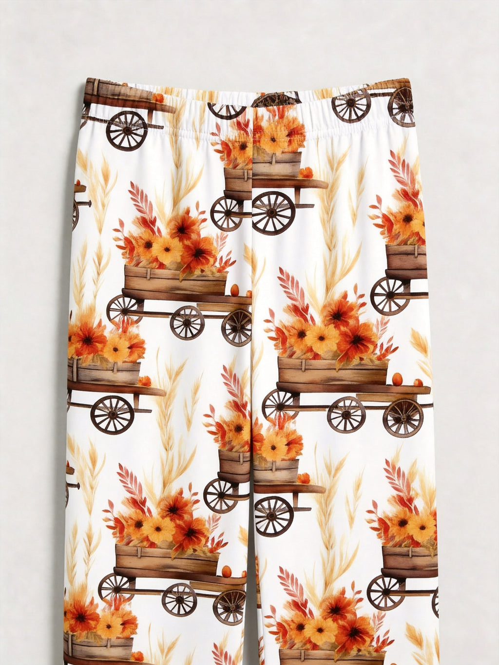 Rustic Fall Sunflower Cart and Wheat Farm Harvest Print Couple Holiday Sleepwear