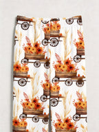 Rustic Fall Sunflower Cart and Wheat Farm Harvest Print Family Holiday Sleepwear