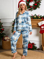Magical Snowy Winter Night Landscape and Skating Scene Family Sleepwear PJs