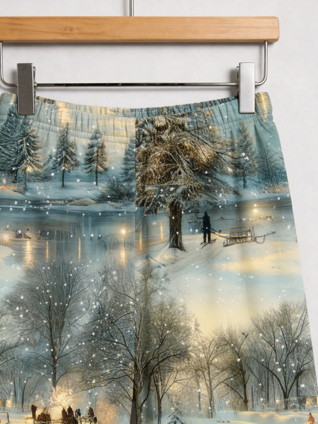 Peaceful Winter Forest Snowfall and Twilight Landscape Couple Matching Pyjamas