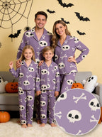 Spooky Season Creepy Skull and Crossbones All-Over Print Soft Long Sleeve Pajamas