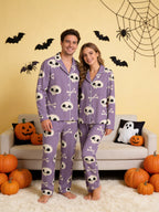 Spooky Season Creepy Skull and Crossbones All-Over Print Soft Long Sleeve Pajamas