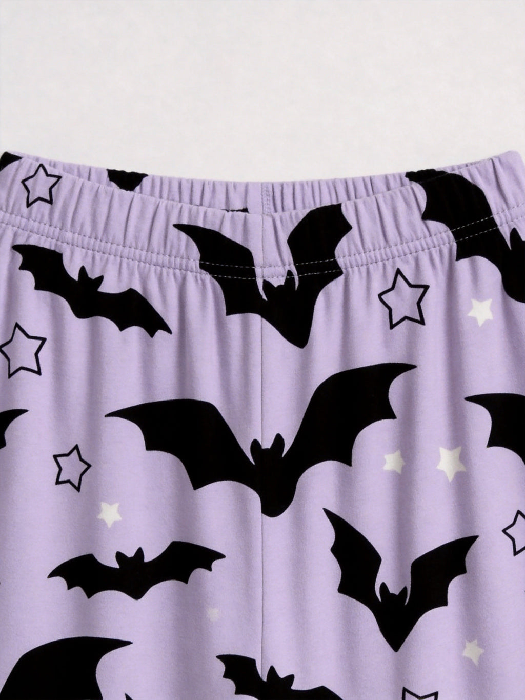 Halloween Gothic Flying Bats and Stars Patterned Two-Piece Sleepwear Lounge Set