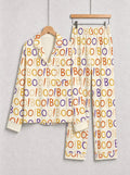 Funny Halloween BOO Typography Letter Print Casual Soft Notch Collar Sleep Set