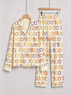 Funny Halloween BOO Typography Letter Print Casual Soft Notch Collar Sleep Set