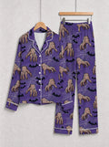 Spooky Monster Hand and Spiderweb Print Purple Halloween Pajamas