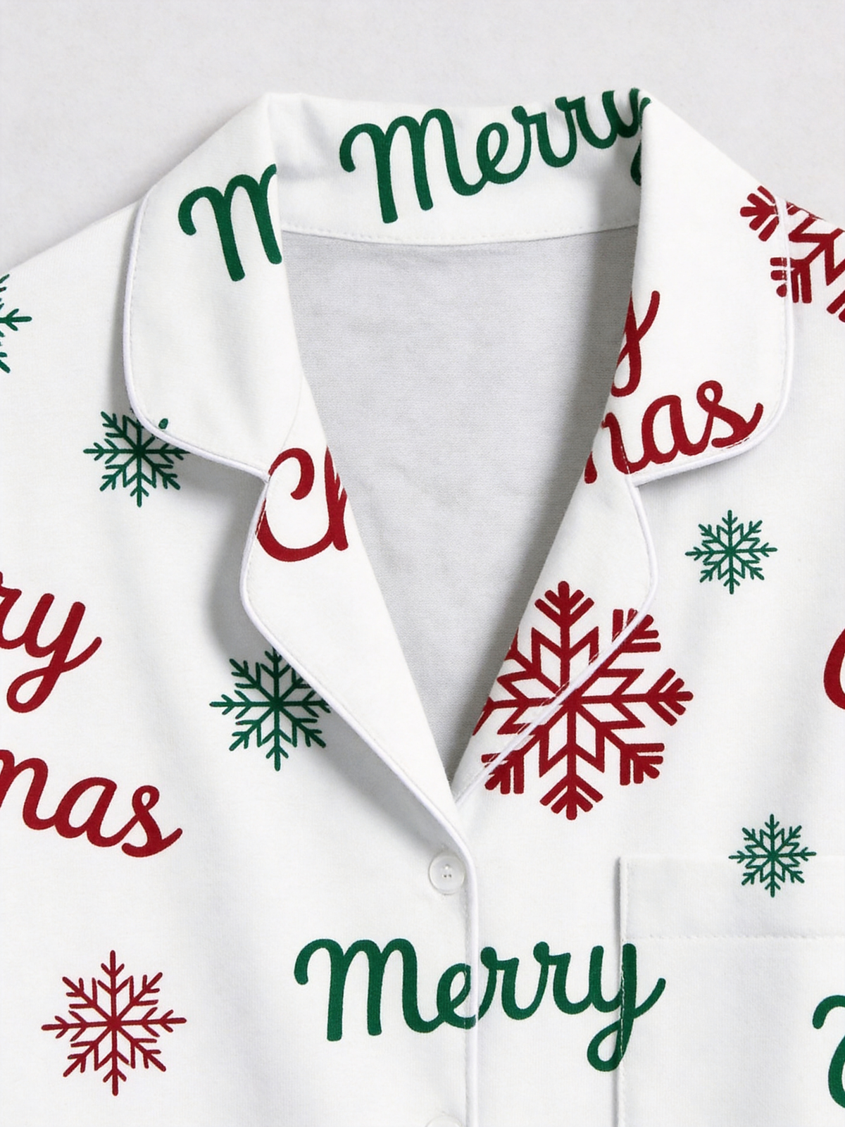 Merry Christmas Letter and Snowflake Print Matching Couple Pajamas Set