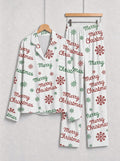 Merry Christmas Letter and Snowflake Print Matching Couple Pajamas Set