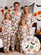 Spooky Cute Ghost, Jack-O'-Lantern Pumpkin & Spiderweb Print Sleep Set
