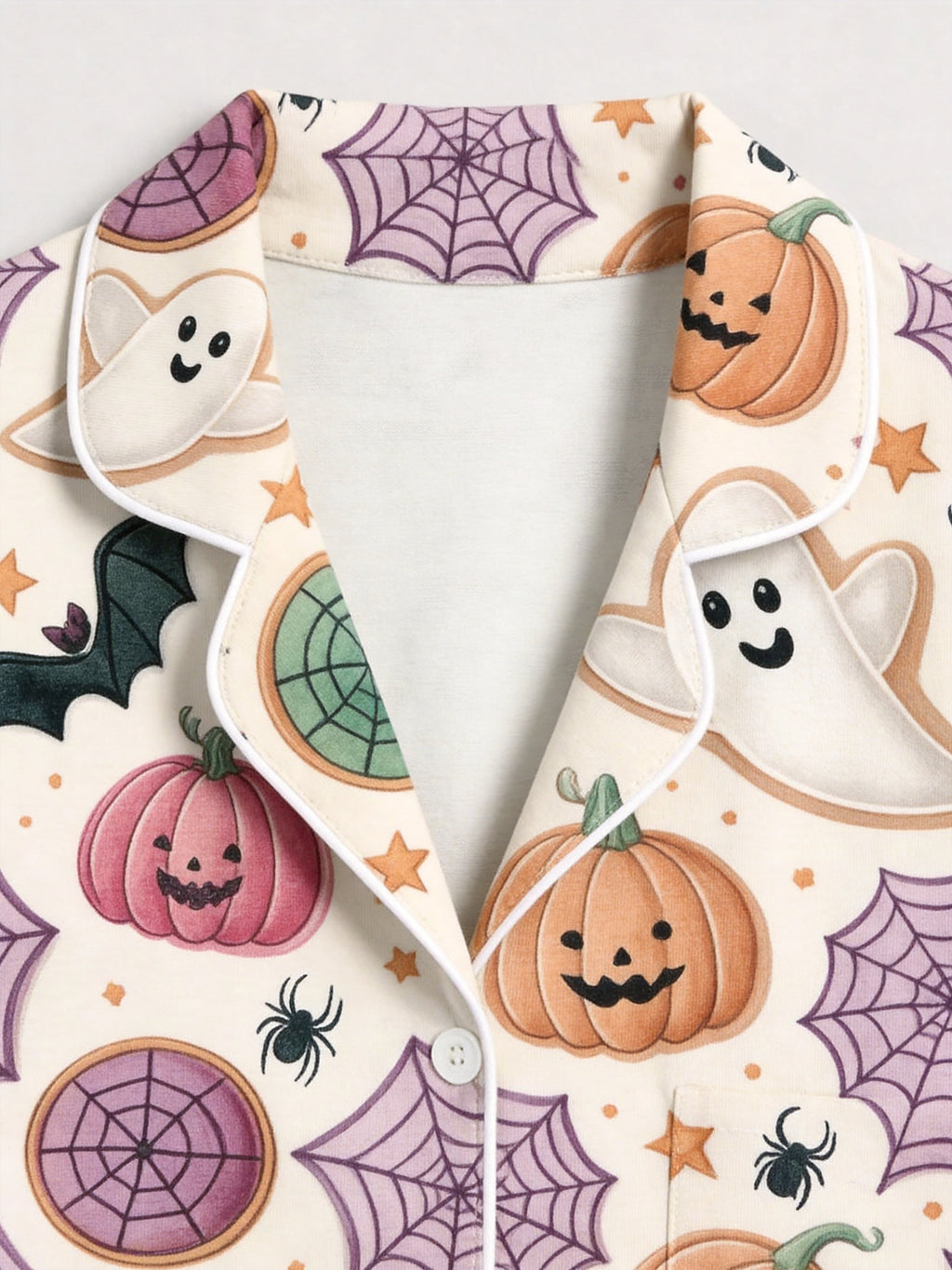Spooky Cute Ghost, Jack-O'-Lantern Pumpkin & Spiderweb Print Sleep Set