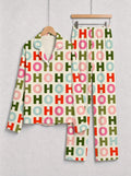 Colorful HO HO HO Christmas Letter Graphic Matching Couple Pajamas