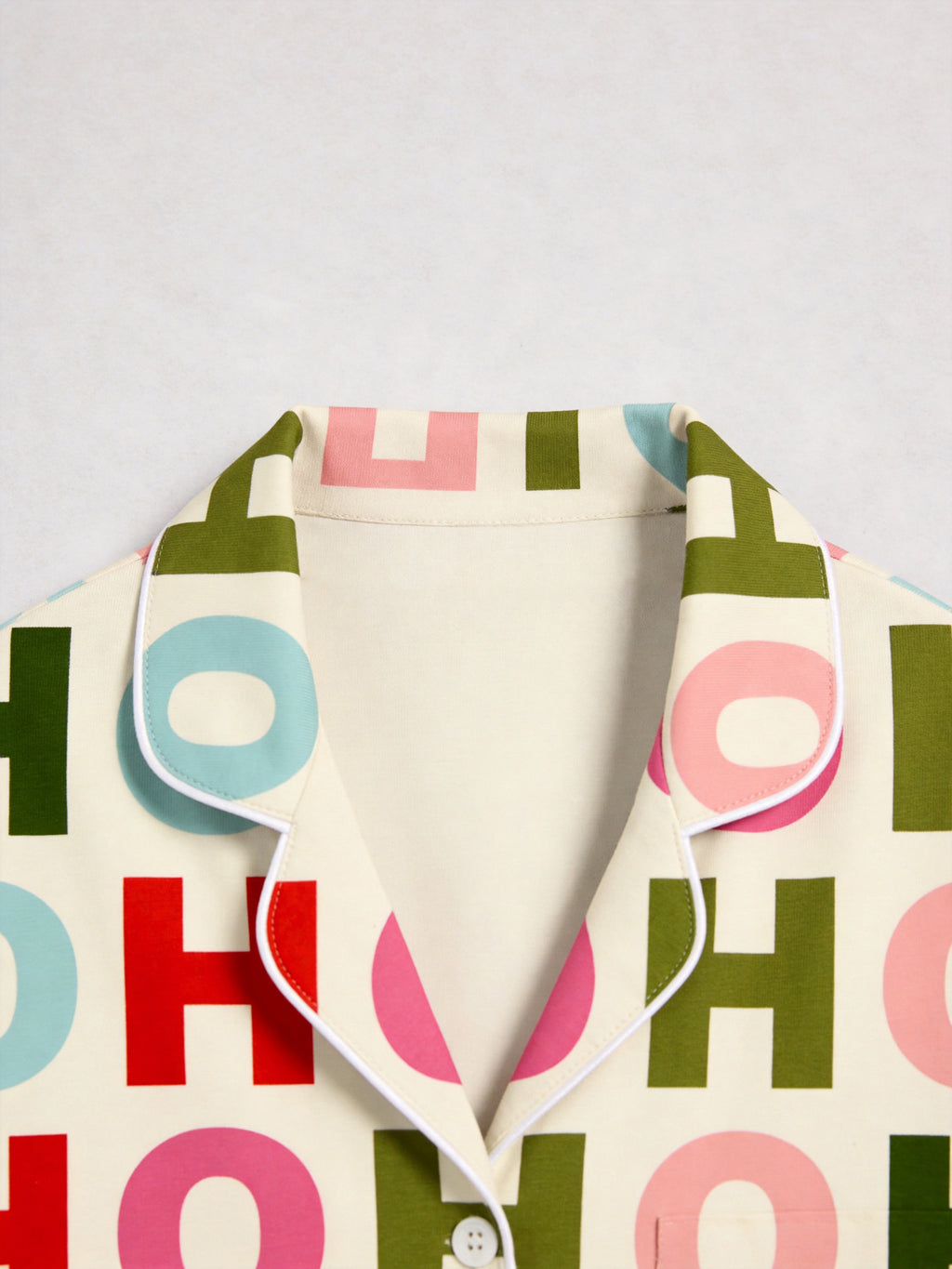 Colorful HO HO HO Christmas Letter Graphic Matching Couple Pajamas