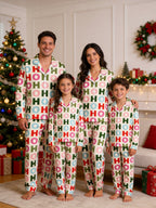Colorful HO HO HO Christmas Letter Graphic Matching Couple Pajamas
