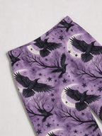 Gothic Moonlight Raven & Bare Branch Print Purple Long Sleeve Pajamas