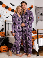 Gothic Moonlight Raven & Bare Branch Print Purple Long Sleeve Pajamas