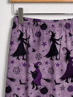 Wiccan Witch Silhouette, Broomstick & Pentagram Pattern Purple Sleepwear
