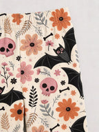 Pastel Goth Floral, Pink Skull, and Bat Pattern Soft Lounge Sleepwear
