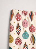 Retro Mid-Century Christmas Ornaments and Smiley Faces Print Family Holiday Sleepwear Set