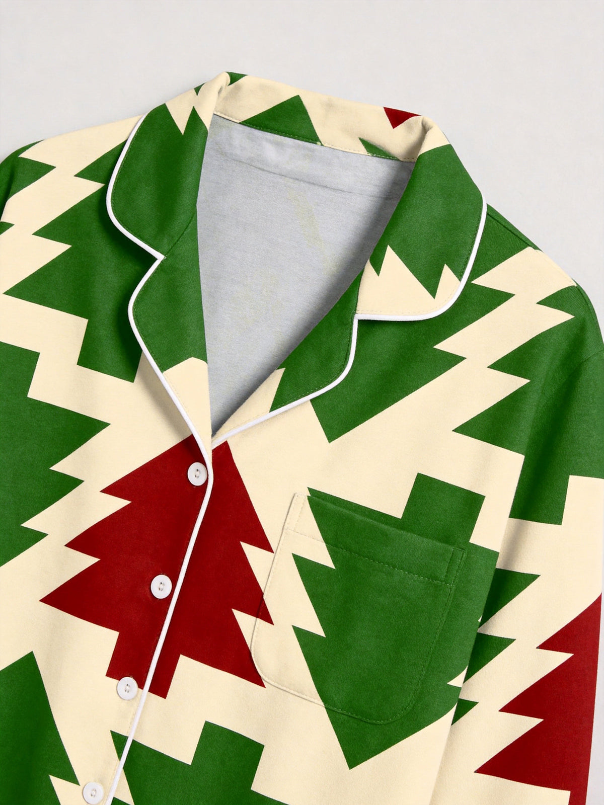 Retro Geometric Christmas Tree Pattern Matching Couple Pajamas Set