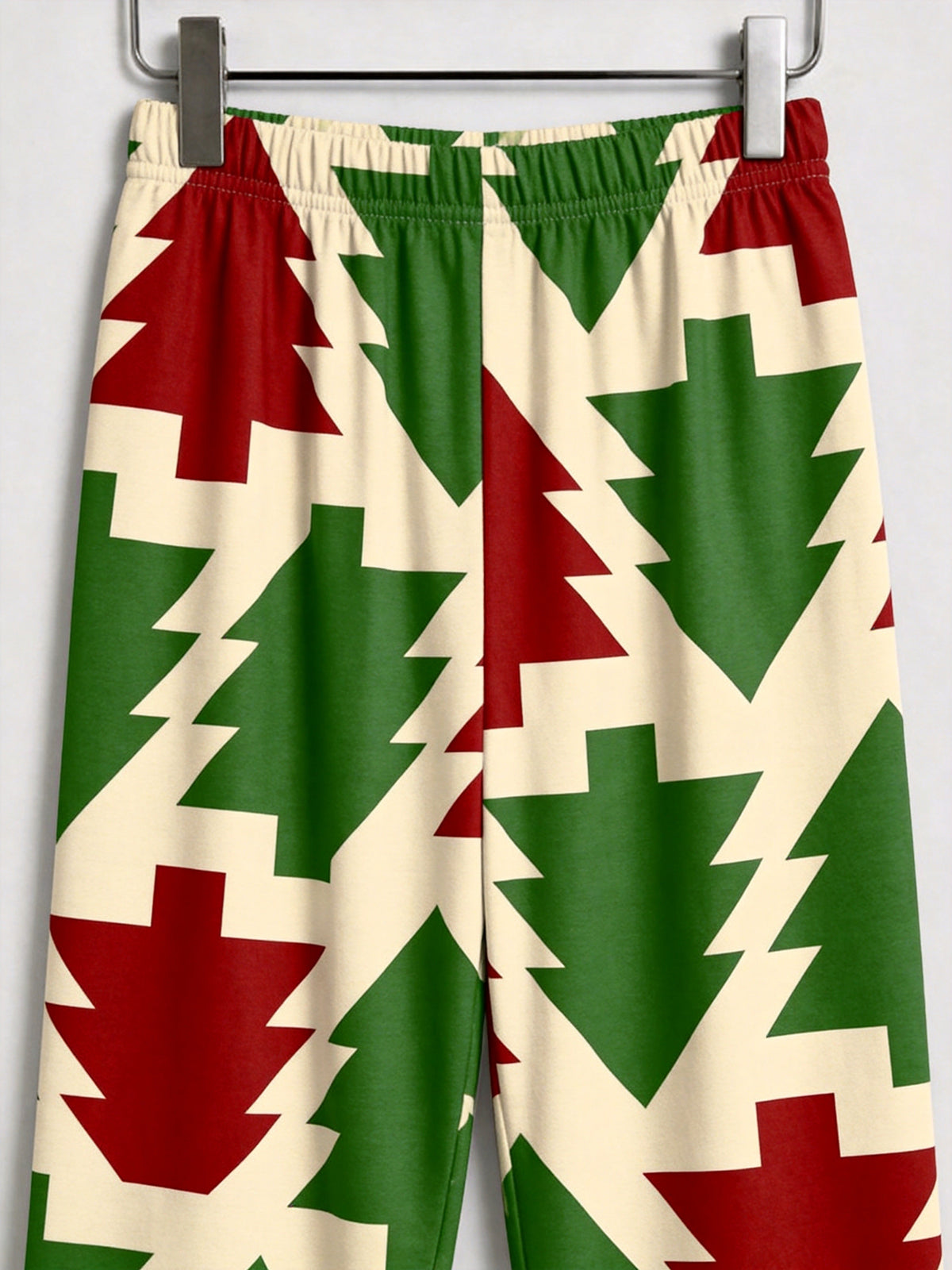 Retro Geometric Christmas Tree Pattern Matching Couple Pajamas Set