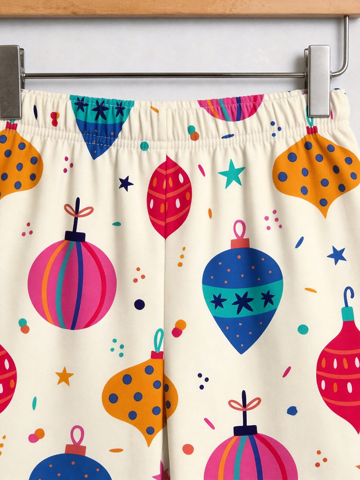 Festive Christmas Ball Ornament Print Matching Couple Pajamas Set