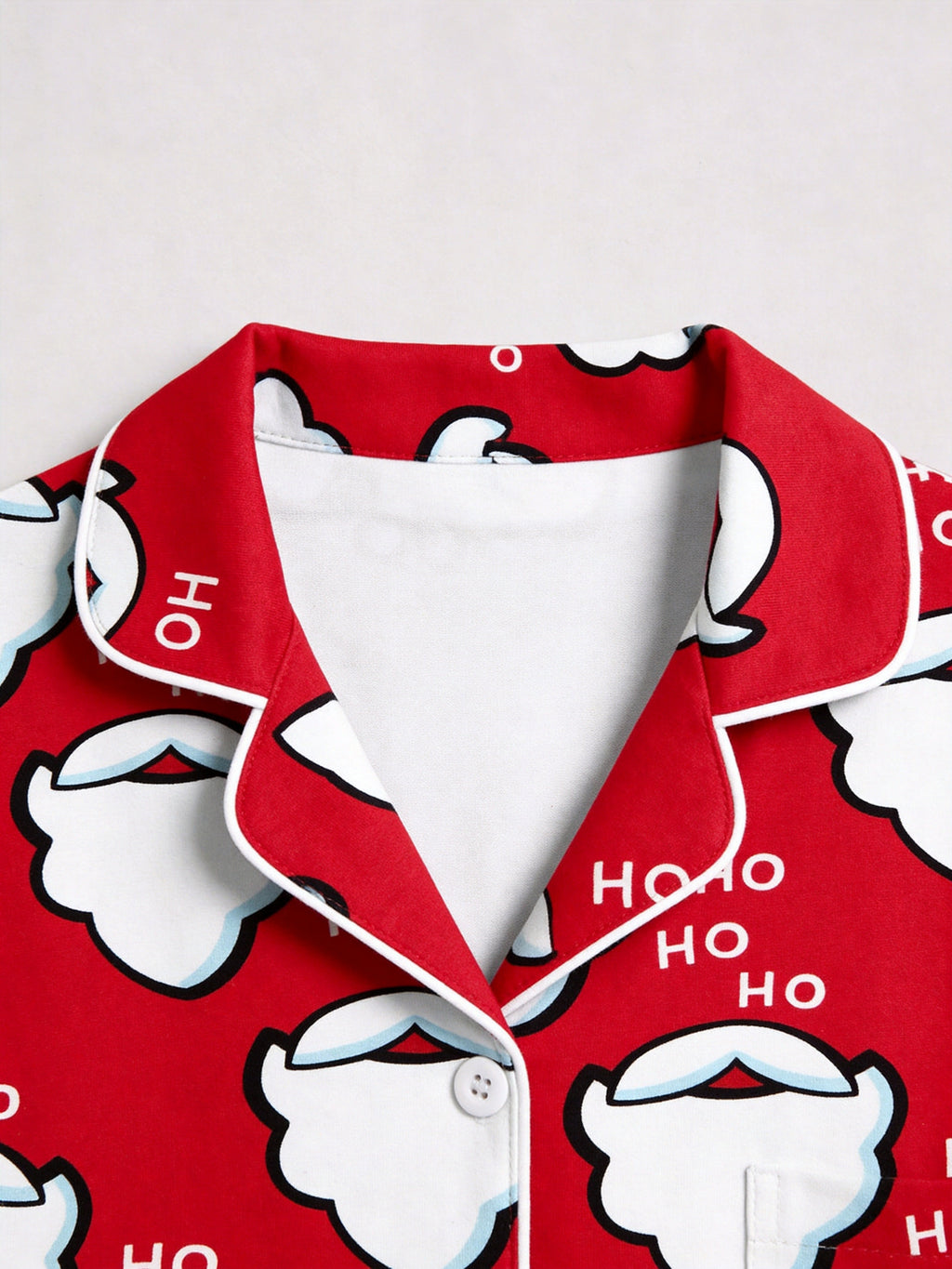 Red Santa Beard and Ho Ho Ho Letter Graphic Matching Couple Christmas Pajamas