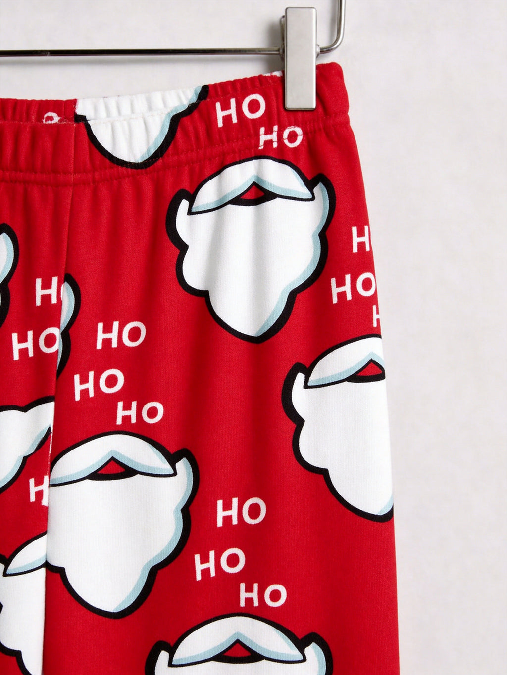 Red Santa Beard and Ho Ho Ho Letter Graphic Matching Couple Christmas Pajamas
