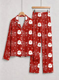 Red Santa Claus Face and Starry Print Matching Couple Christmas Sleepwear