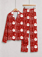 Red Santa Claus Face and Starry Print Matching Couple Christmas Sleepwear
