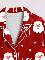 Red Santa Claus Face and Starry Print Matching Couple Christmas Sleepwear