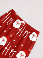 Red Santa Claus Face and Starry Print Matching Couple Christmas Sleepwear