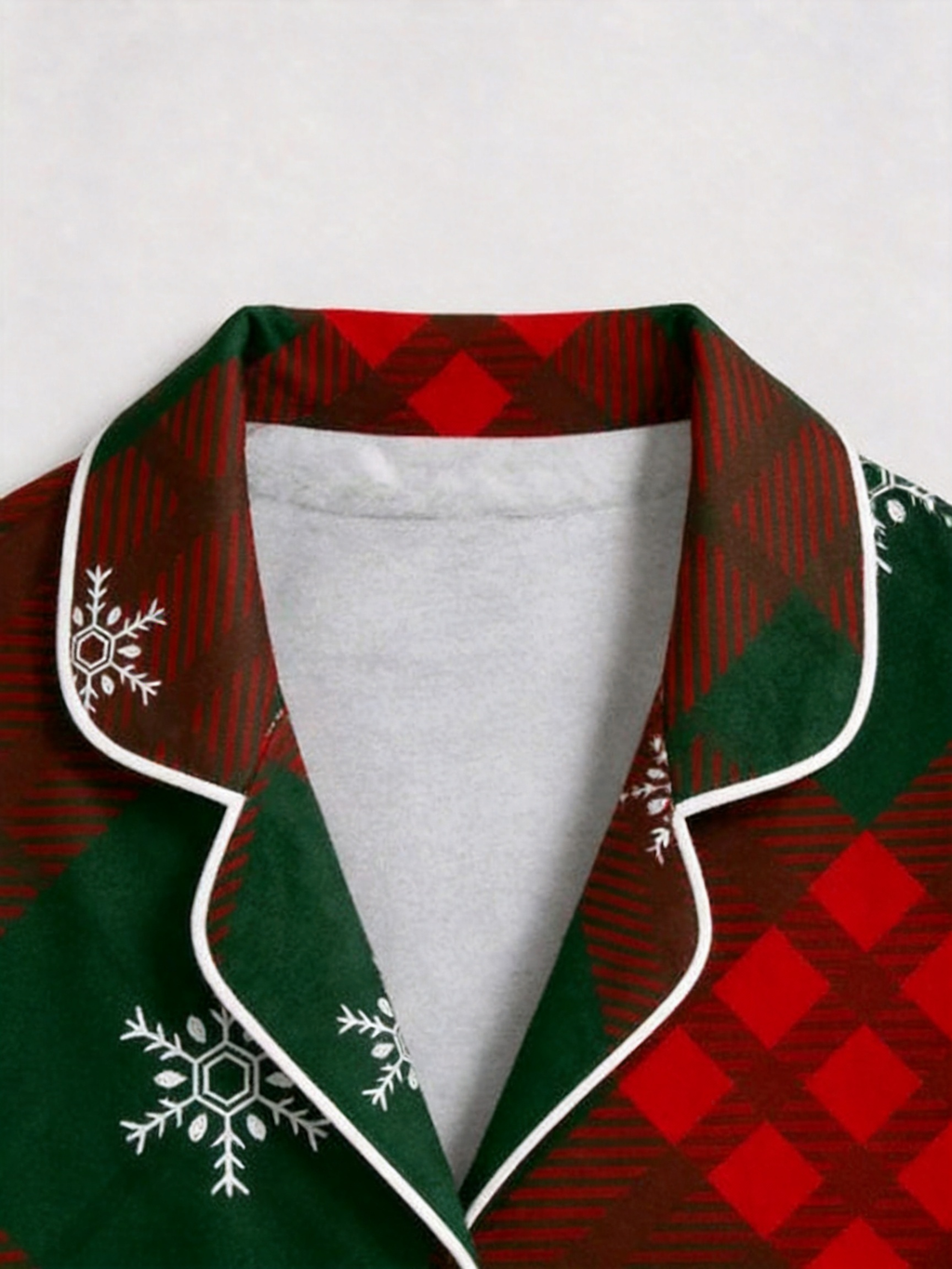 Red and Green Plaid with Snowflakes Matching Couple Christmas Pajamas PJs