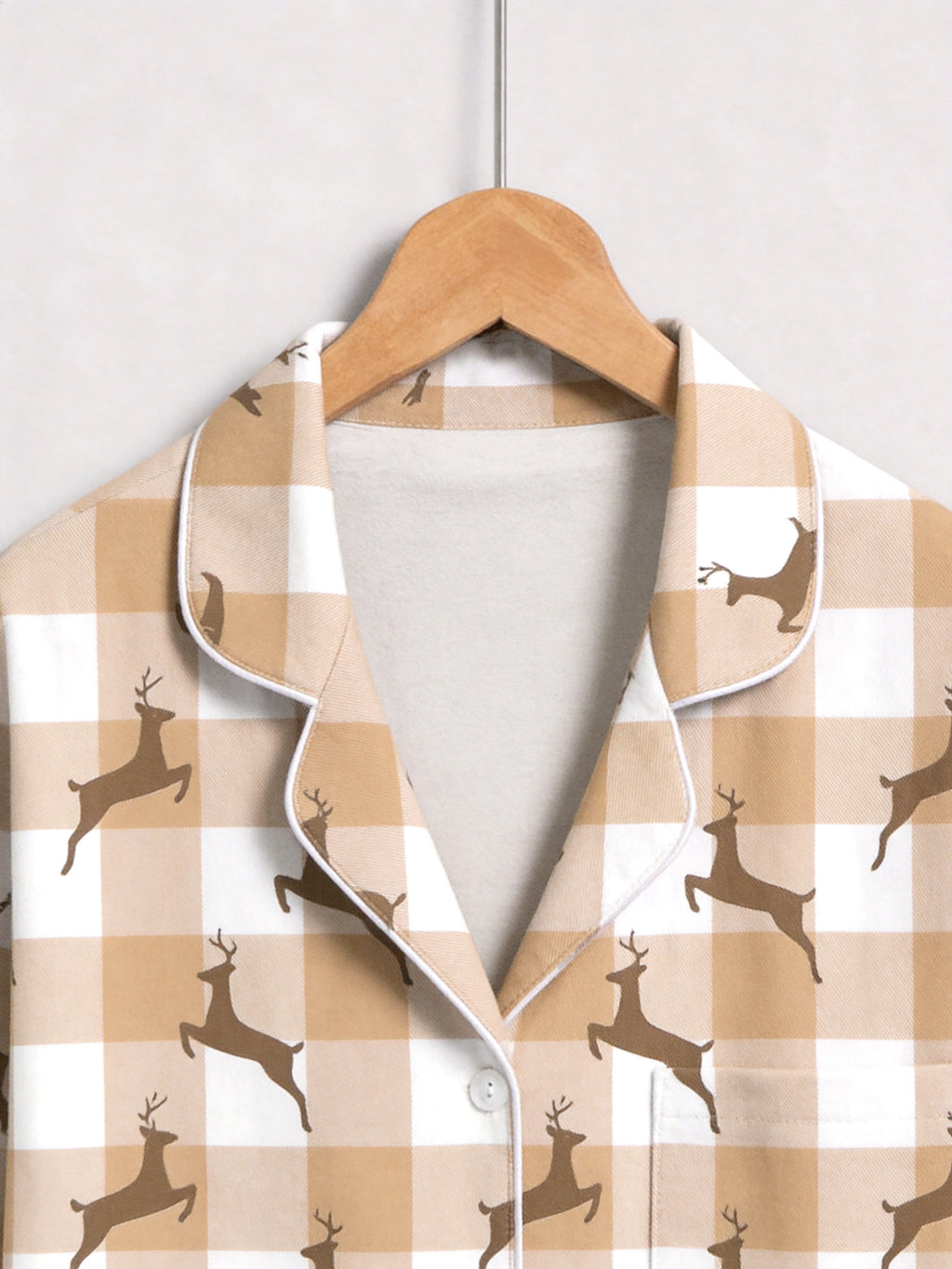 Buffalo Plaid Reindeer Print Matching Couple Pajamas Holiday Set