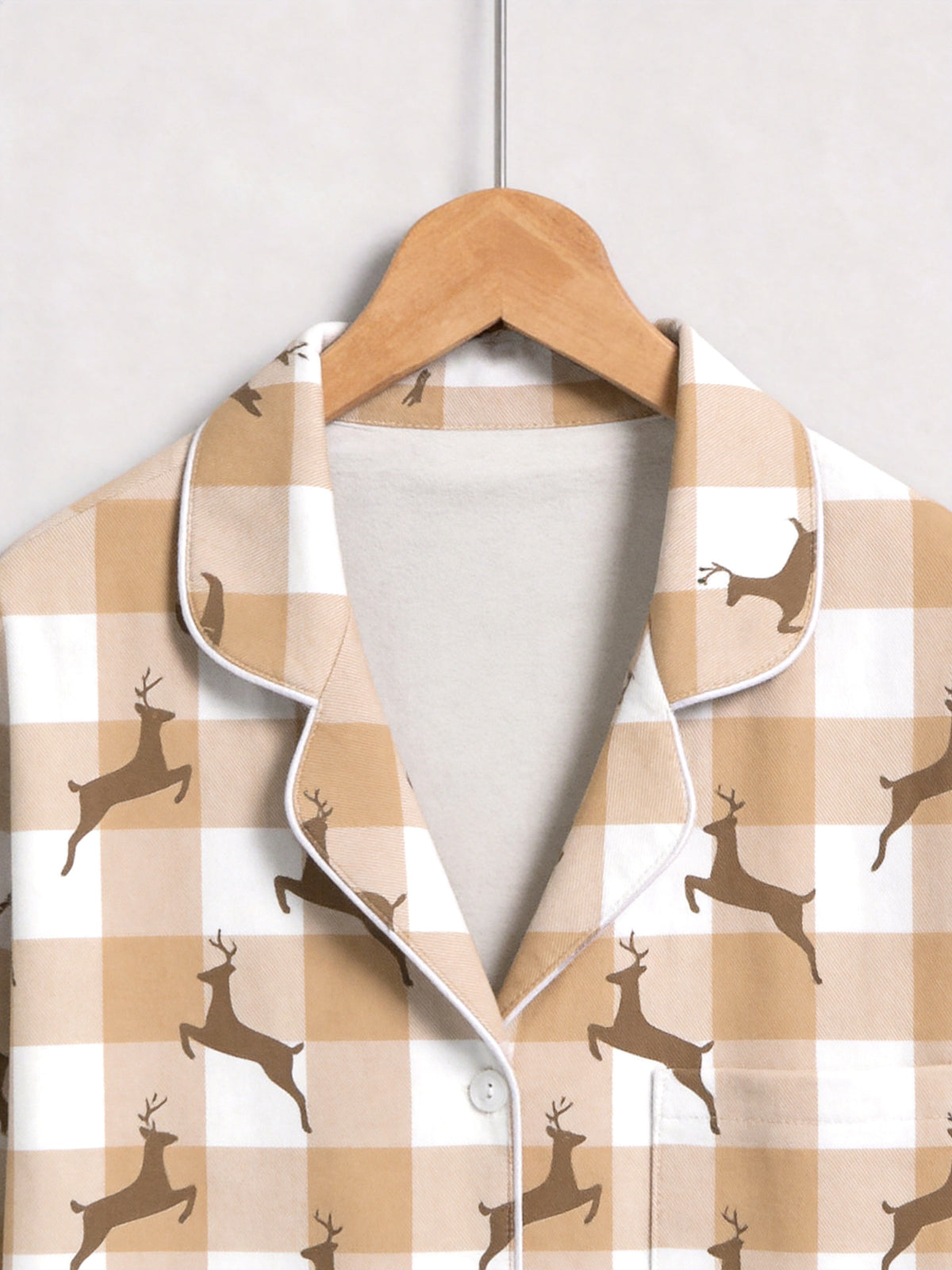 Buffalo Plaid Reindeer Print Matching Couple Pajamas Holiday Set