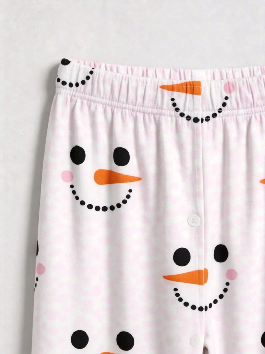 White Snowman Face and Polka Dot Print Matching Couple Christmas Pajamas