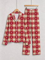 Red Gingham with Stars Matching Couple Christmas Pajamas Sleepwear