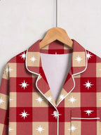 Red Gingham with Stars Matching Couple Christmas Pajamas Sleepwear