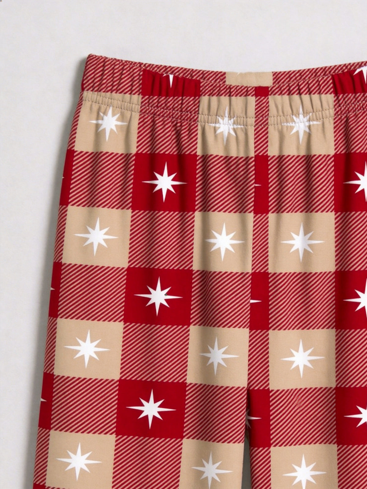 Red Gingham with Stars Matching Couple Christmas Pajamas Sleepwear