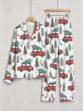 Red Christmas Car and Pine Tree Print Couple Matching Christmas Sleepwear Set