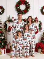 Red Christmas Car and Pine Tree Print Couple Matching Christmas Sleepwear Set