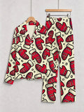 Red Mitten Print Christmas Matching Couple Pajamas Holiday Set