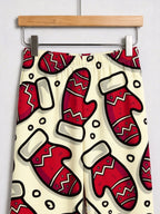 Red Mitten Print Christmas Matching Couple Pajamas Holiday Set