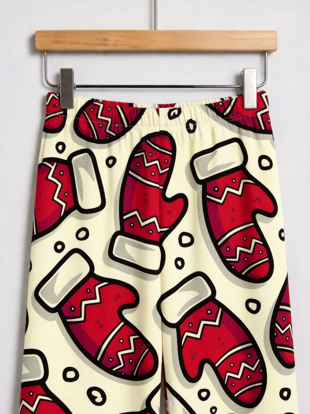 Red Mitten Print Christmas Matching Couple Pajamas Holiday Set