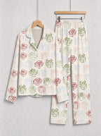 Colorful Christmas Gift Boxes Print Button-Down Matching Couple Holiday PJs
