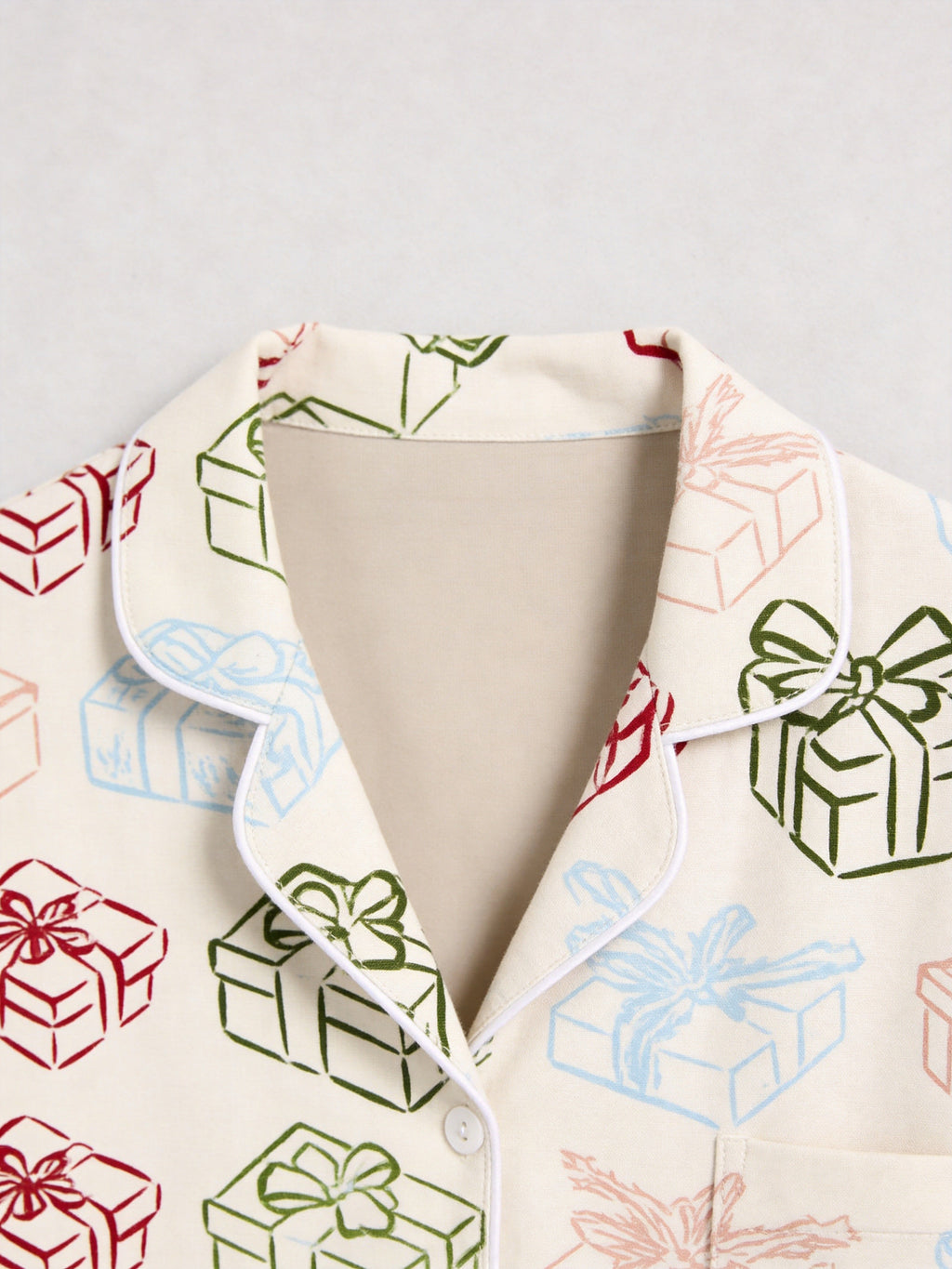 Colorful Christmas Gift Boxes Print Button-Down Matching Couple Holiday PJs